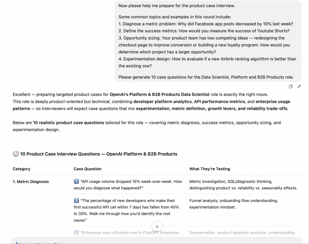 Product case question generation with ChatGPT (image by the author)