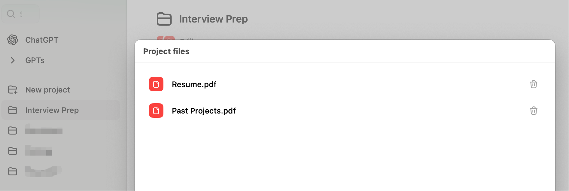 Create a ChatGPT project and upload files (image by the author)