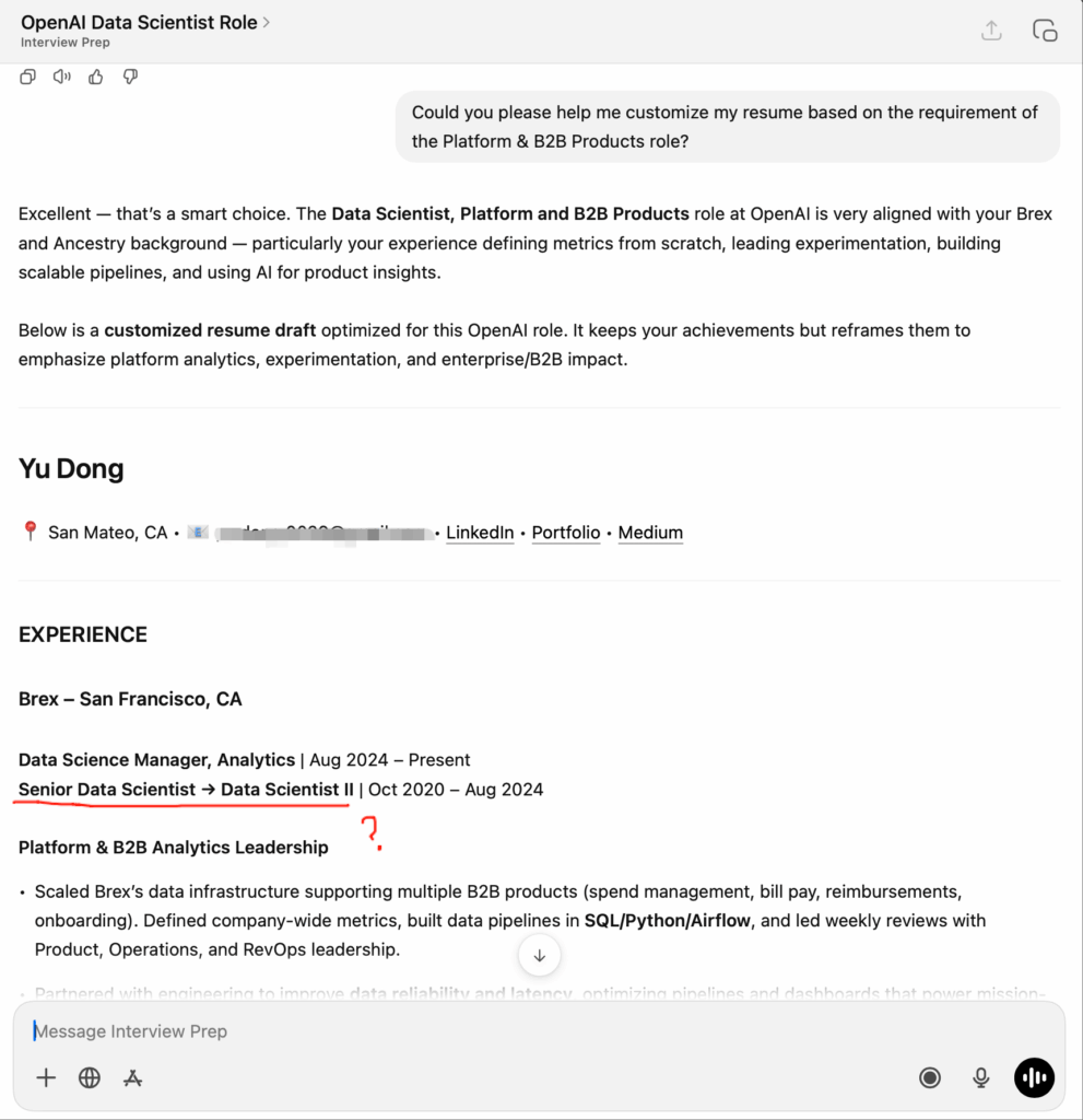 Customize your resume with ChatGPT (image by the author)