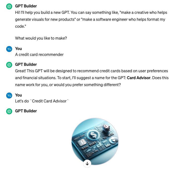 Credit Card Advisor GPT Setup 1