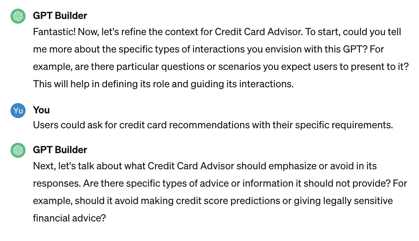 Credit Card Advisor GPT Setup 2