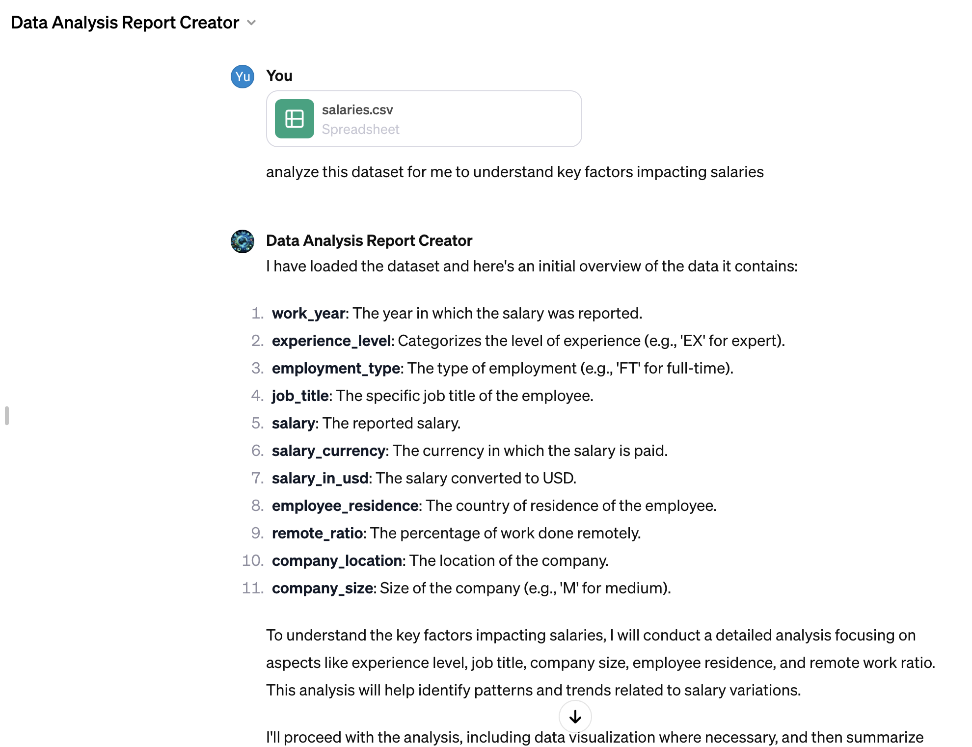 Data Analysis Report Creator Example