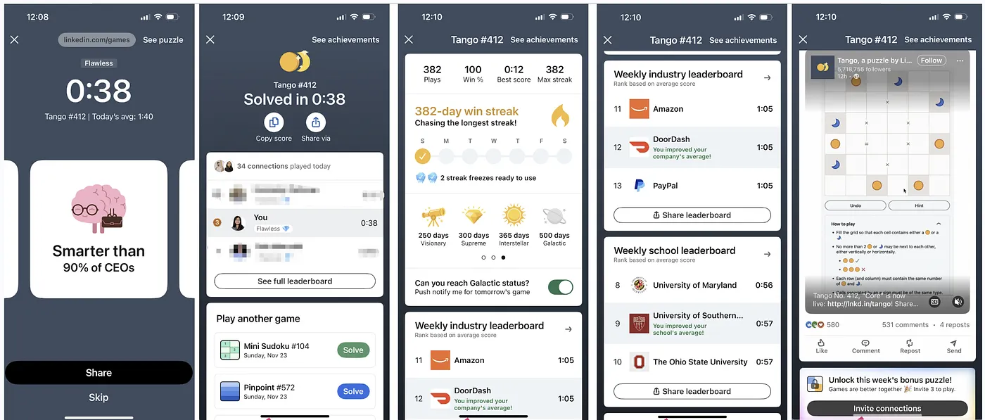 Game results page (screenshots by the author)