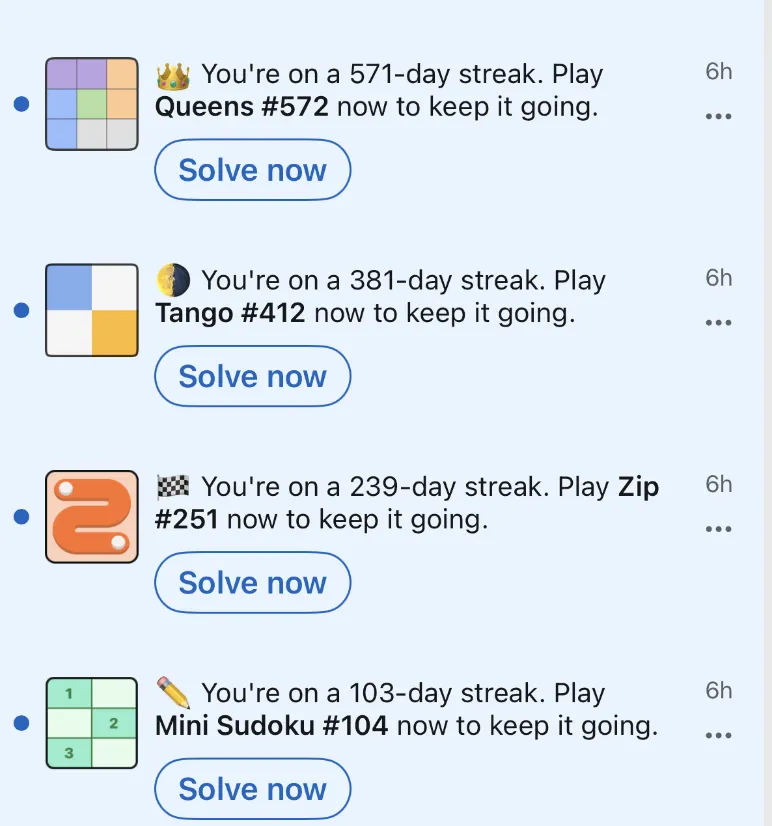 LinkedIn Games notification (screenshot by the author)