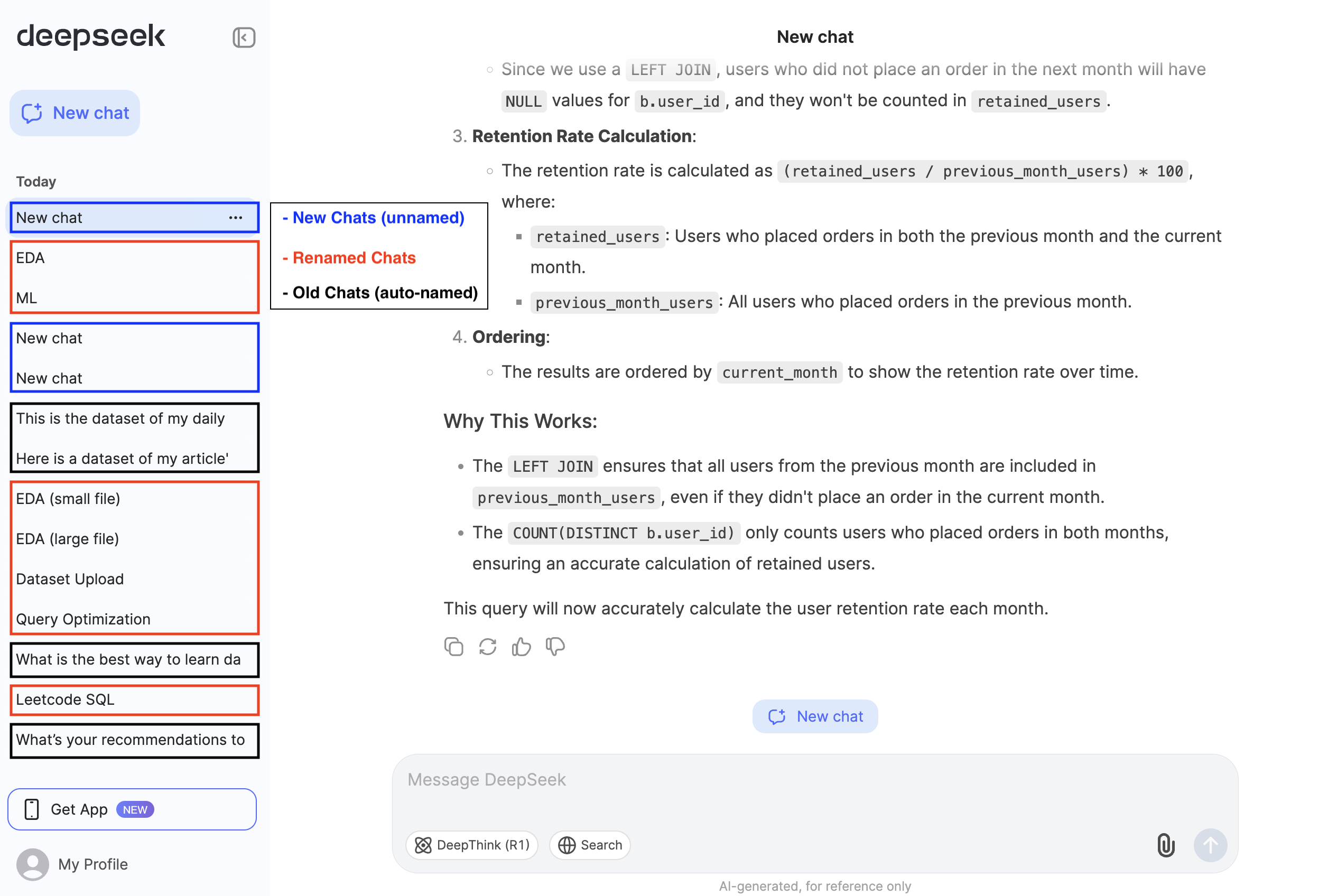 DeepSeek UI