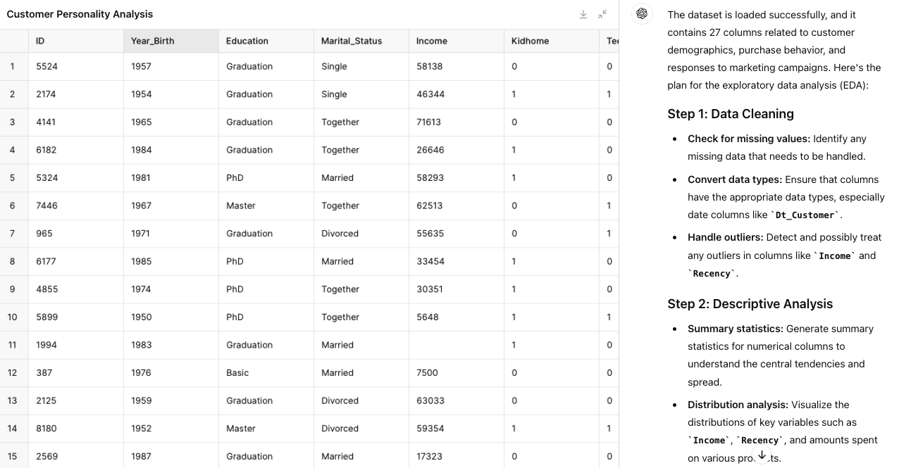 ChatGPT - Data inspection