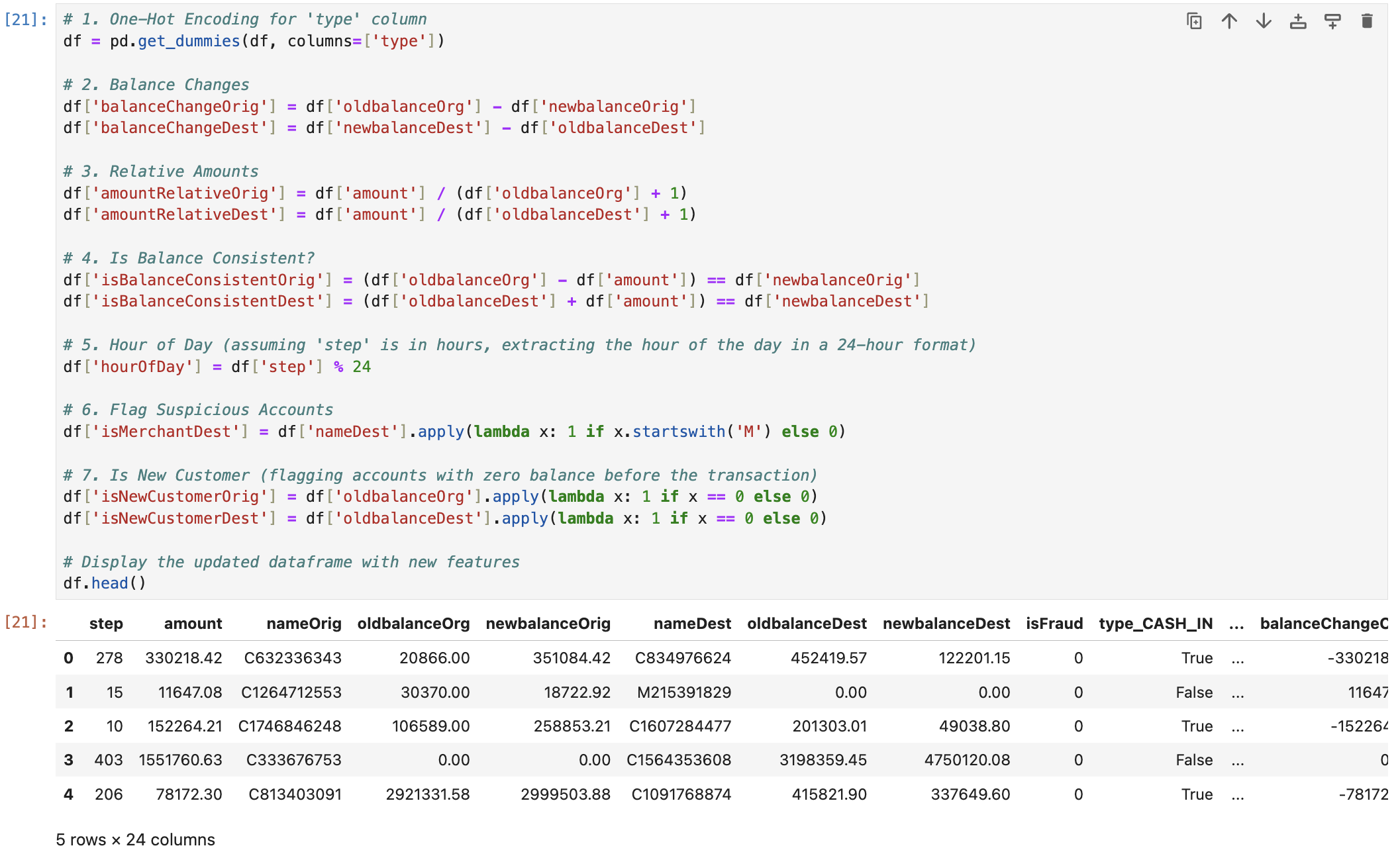 ChatGPT — Feature Engineering code