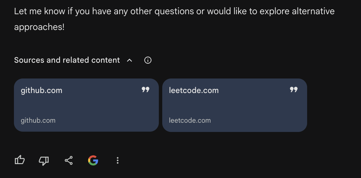 Gemini linked a relevant GitHub repo and the correct LeetCode question