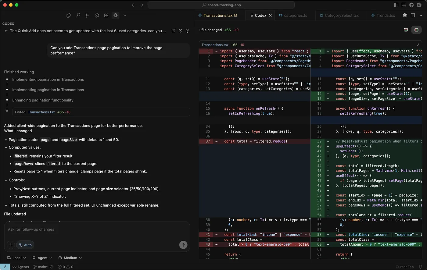 Codex UI as a Cursor IDE extension (Image by the author)